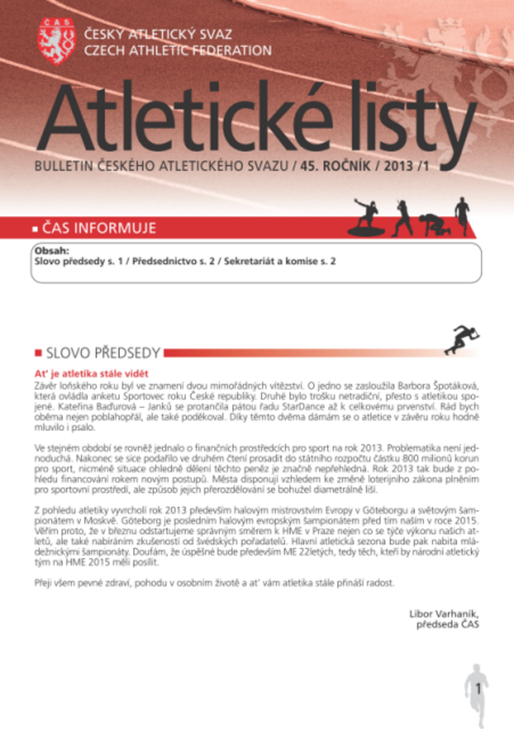 Atletické listy, leden 2013