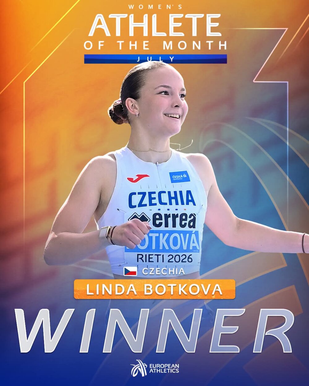 Linda Botková evropskou atletkou července