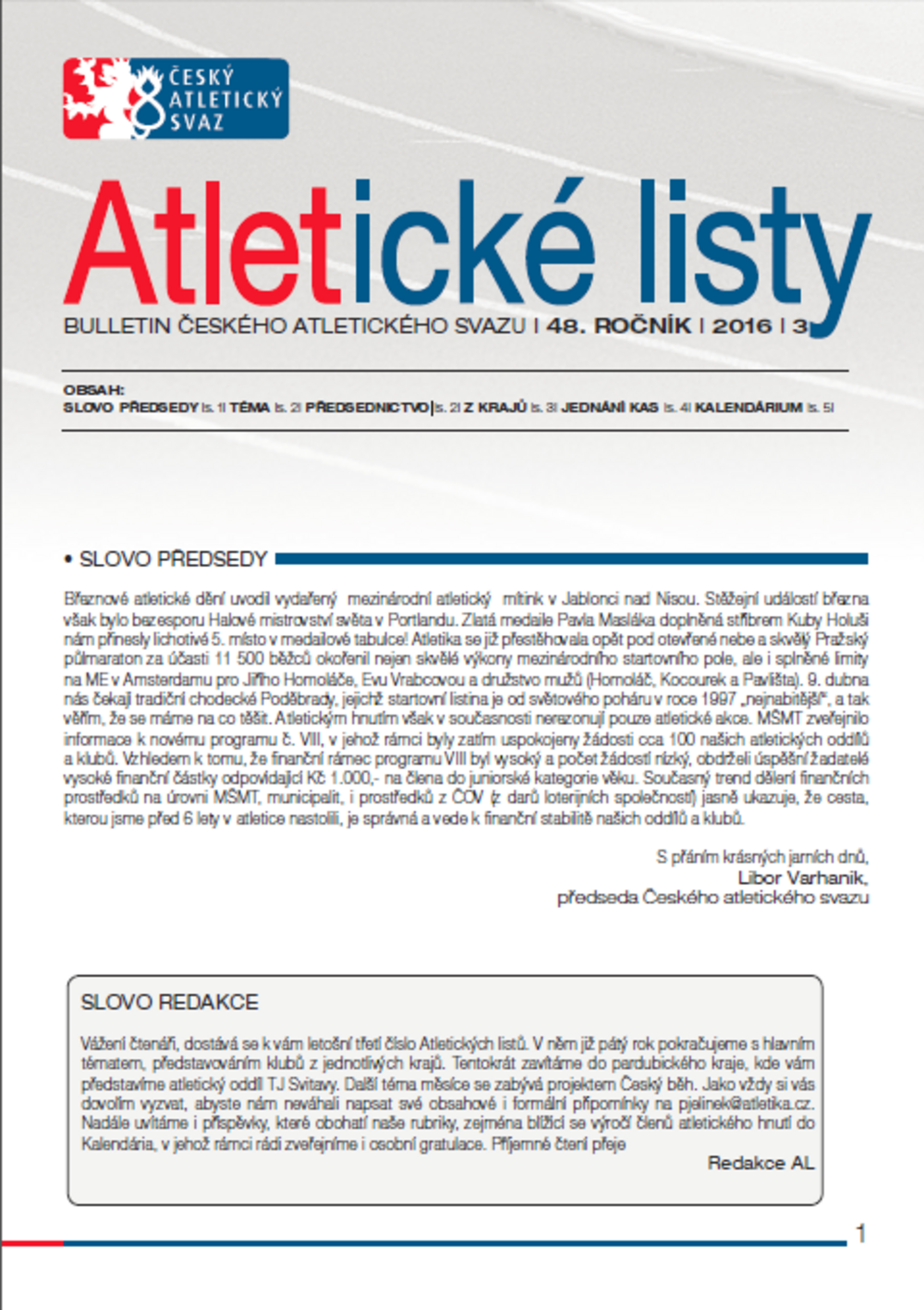 Vyšly březnové Atletické listy