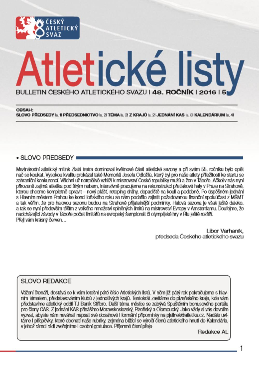 Vyšly květnové Atletické listy