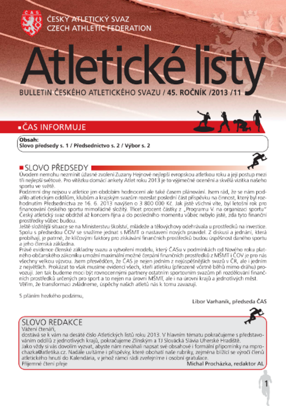 Atletické listy, listopad 2013