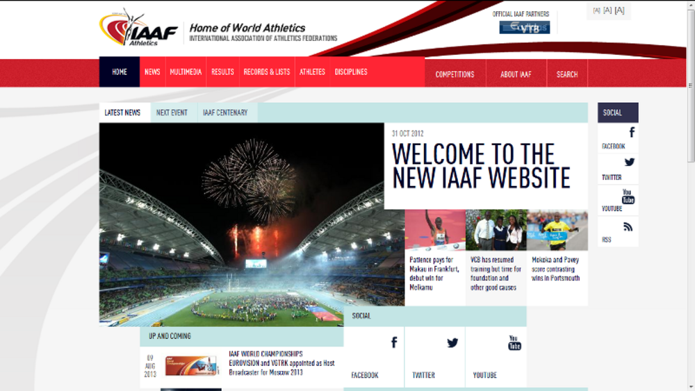 IAAF proměnila svůj web