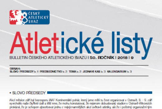 Vyšly záříjové Atletické listy