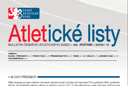 Vyšly listopadové Atletické listy
