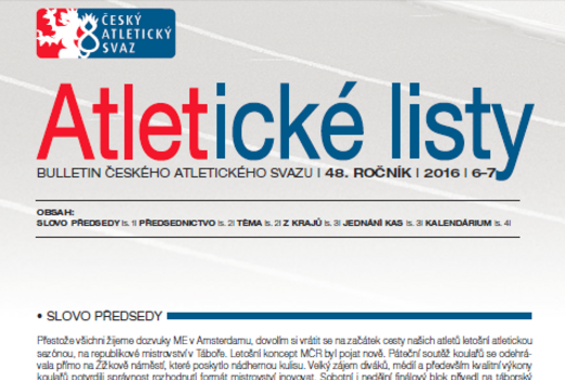 Vyšly červencové Atletické listy