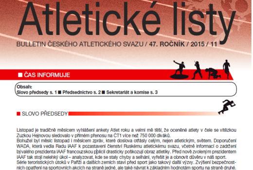Vyšly Atletické listy číslo jedenáct