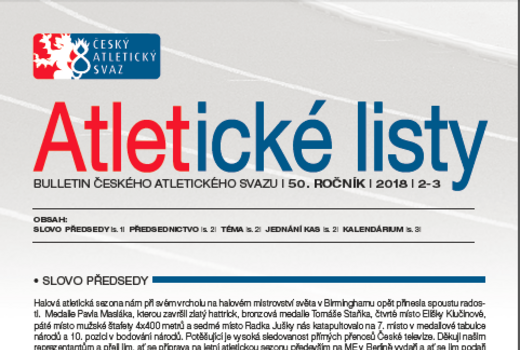 Vyšly březnové Atletické listy