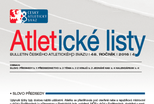 Vyšly dubnové Atletické listy