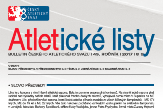 Právě vyšly zářijové Atletické listy