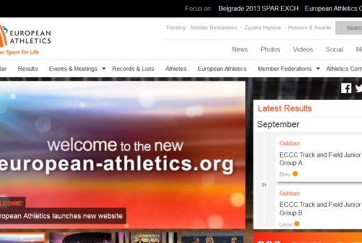 Evropská atletika spustila nový web